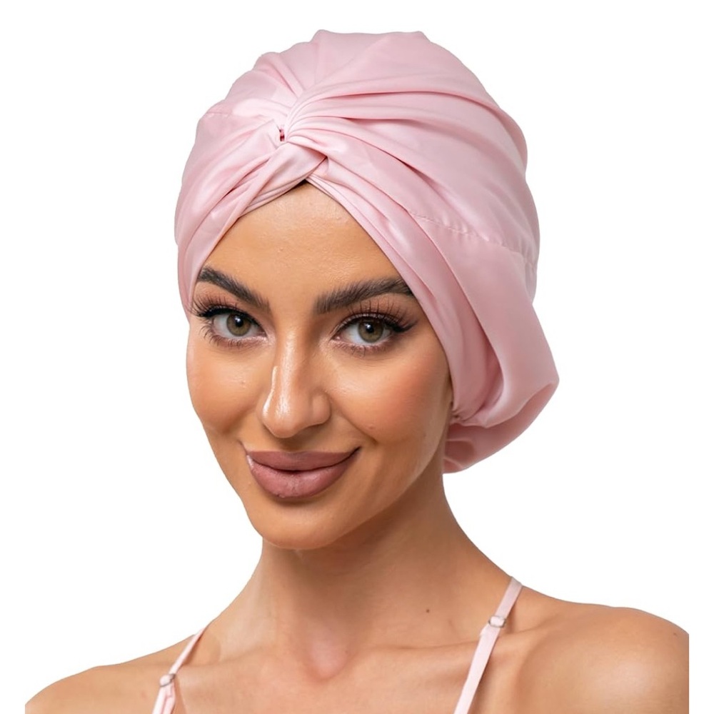 NWOT Pink Satin Bonnet Turban
